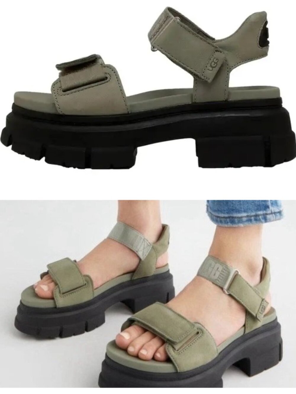 NEW no box UGG Ashton Ankle Sandals Womenโs Size 7.5, Shaded Clover S#136764